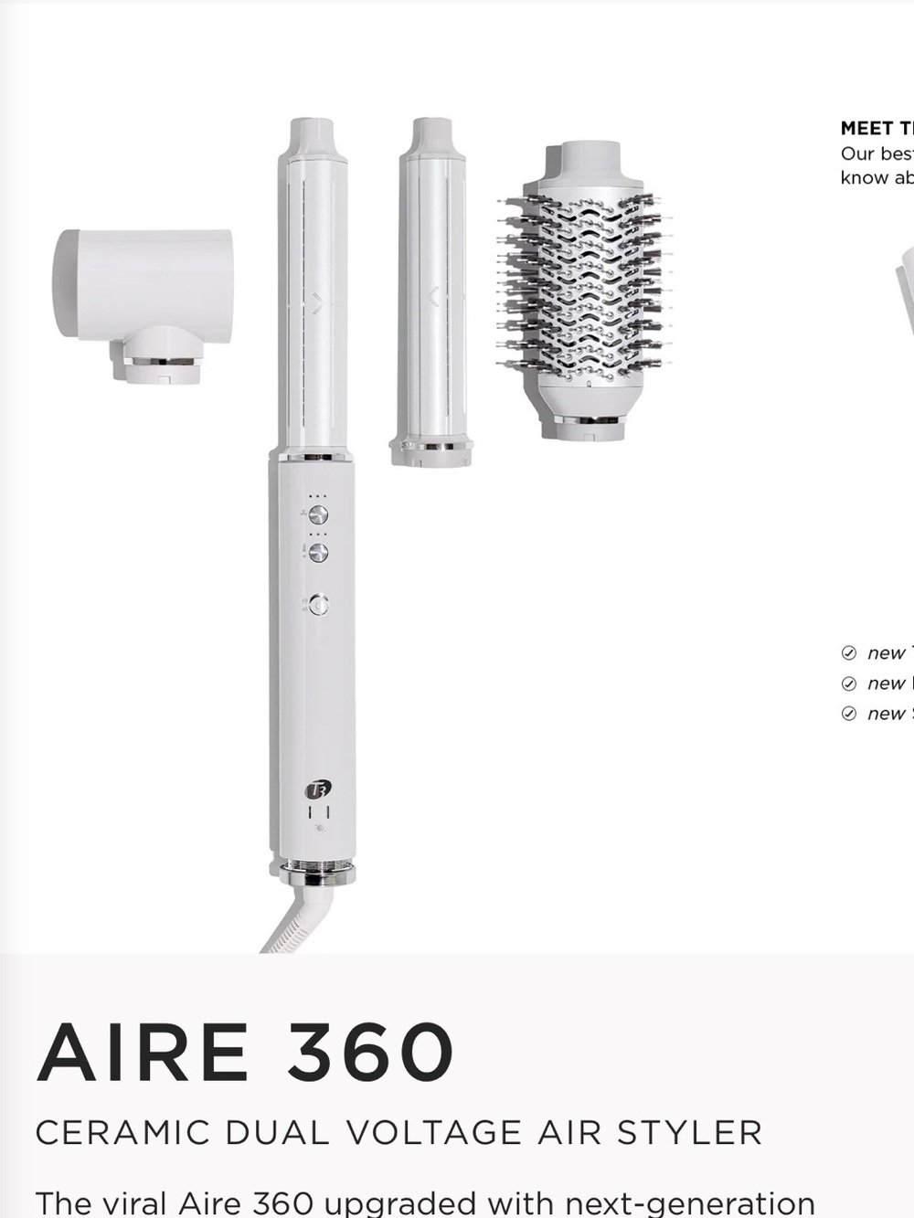 T3 Aire 360 Ceramic Air Styler - White unused